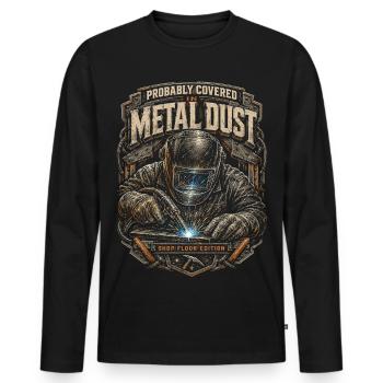 Welder Welding Professional Covered In Metal Dust - Men's Premium Organic Long Sleeve Shirt - black - Front - Nico (187cm)