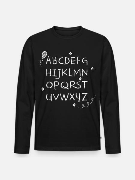 ABC chalk writing white stars & balloon - Men's Premium Organic Long Sleeve Shirt - black