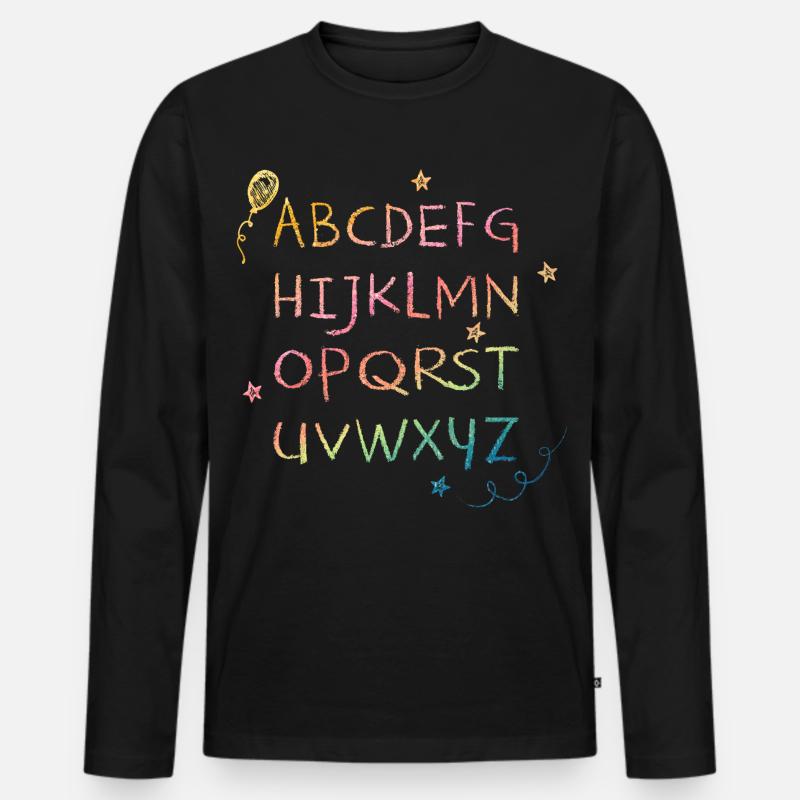 Regenbogen Kreide-Alphabet mit Sternchen - Männer Premium Bio Langarmshirt - Schwarz