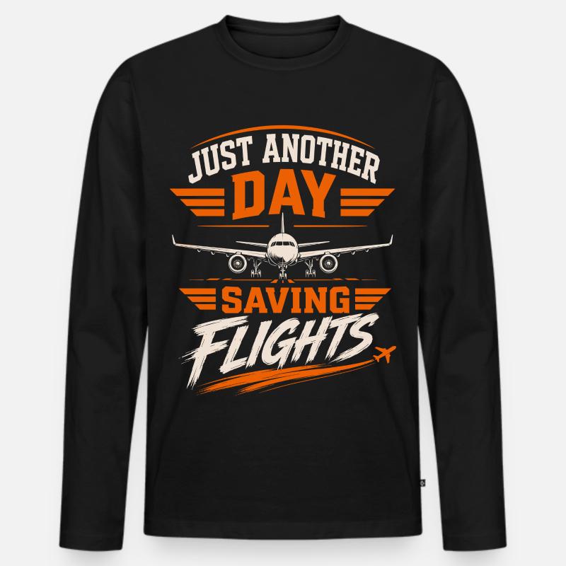 Luftfahrt Technik Wartung Flugzeug Profi - Männer Premium Bio Langarmshirt - Schwarz