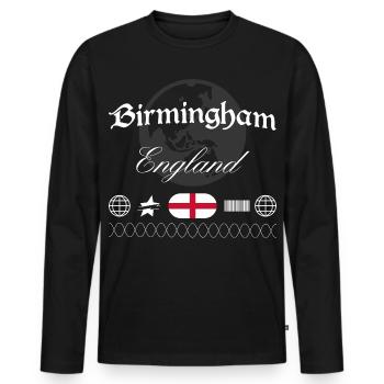 Birmingham England Streetwear Travel Souvenir - Men's Premium Organic Long Sleeve Shirt - black - Front - Nico (187cm)