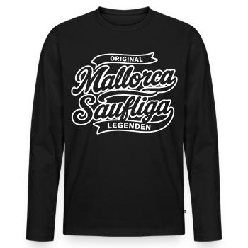 Malle 2026 Mallorca Saufliga Legenden - Männer Premium Bio Langarmshirt - Schwarz - Vorne - Nico (187cm)