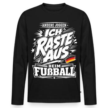 Ich raste beim Fußball aus - Männer Premium Bio Langarmshirt - Schwarz - Vorne - Nico (187cm)