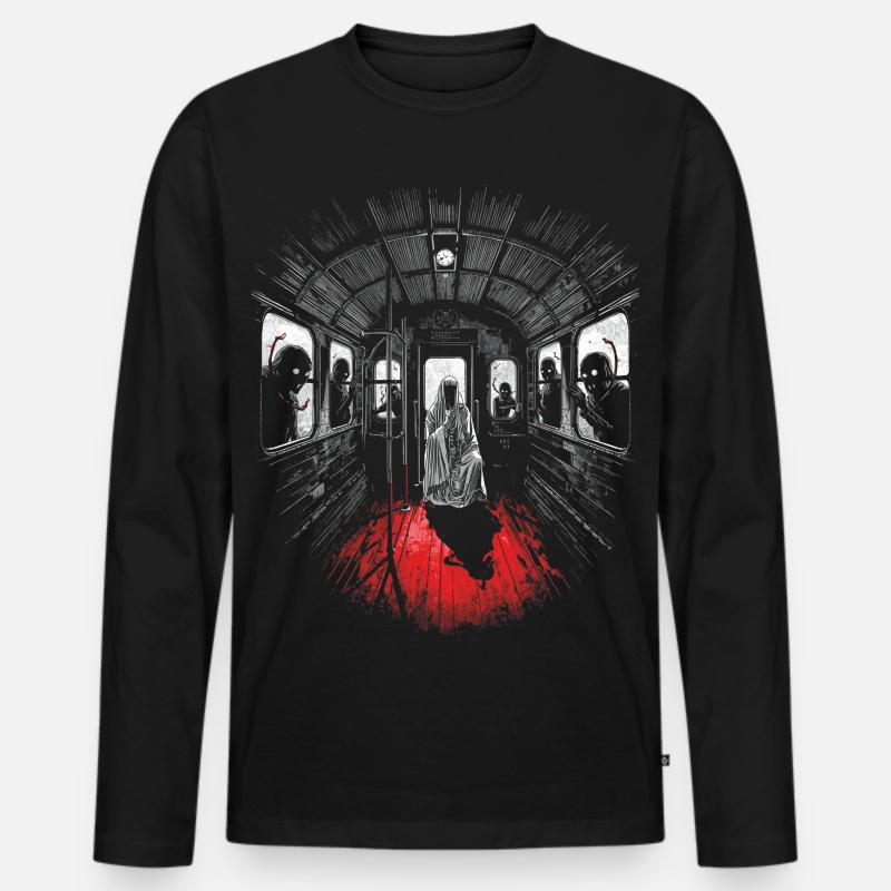 Midnight passenger – Ghost train - Männer Premium Bio Langarmshirt - Schwarz