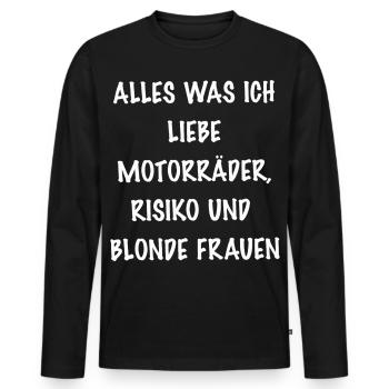Motorradrisiko Humor Typo Biker Spruch - Männer Premium Bio Langarmshirt - Schwarz - Vorne - Nico (187cm)