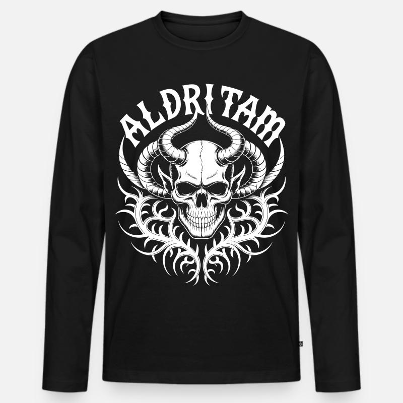 Flammenschädel-Stammeshorn - Männer Premium Bio Langarmshirt - Schwarz