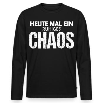 Heute mal ein ruhiges Chaos - Lustiger Spruch - Männer Premium Bio Langarmshirt - Schwarz - Vorne - Nico (187cm)