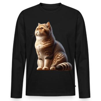 Exotic Shorthair Cat - Men's Premium Organic Long Sleeve Shirt - black - Front - Nico (187cm)