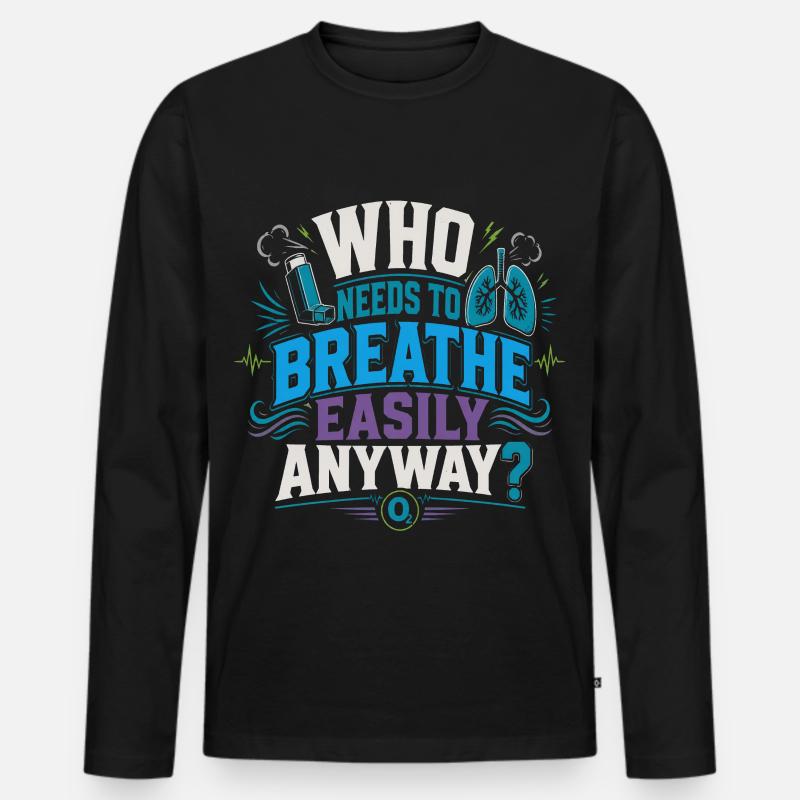 Asthma Asthmatiker - Männer Premium Bio Langarmshirt - Schwarz