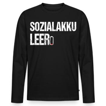 Sozialakku leer - Lustiger Spruch für Introverte - Männer Premium Bio Langarmshirt - Schwarz - Vorne - Nico (187cm)