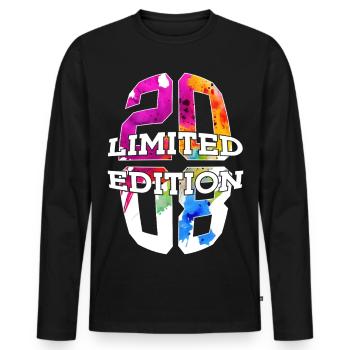 LIMITED EDITION 2008 18 JAHRE 18. GEBURTSTAG - Männer Premium Bio Langarmshirt - Schwarz - Vorne - Nico (187cm)