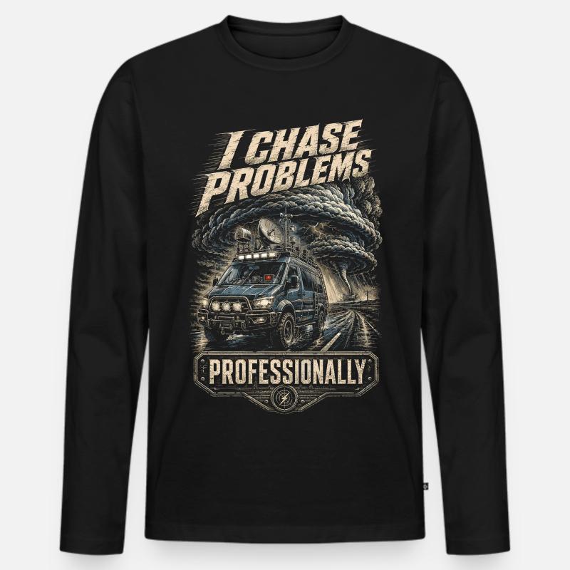 Sturmjäger Meteorologe - Männer Premium Bio Langarmshirt - Schwarz