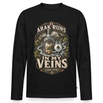 Libanon Libanese Arak Runs In My Veins - Männer Premium Bio Langarmshirt - Schwarz - Vorne - Nico (187cm)