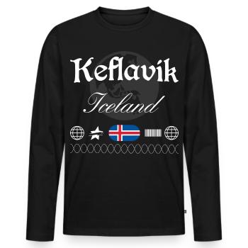 Keflavík Island Streetwear Reise Souvenir - Männer Premium Bio Langarmshirt - Schwarz - Vorne - Nico (187cm)
