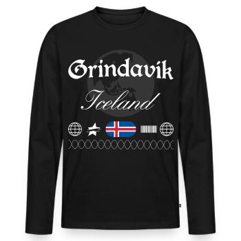 Grindavík Island Streetwear Reise Souvenir - Männer Premium Bio Langarmshirt - Schwarz - Vorne - Nico (187cm)