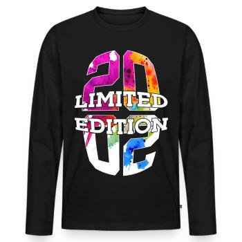 LIMITED EDITION 2002 24 YEARS 24TH BIRTHDAY - Men's Premium Organic Long Sleeve Shirt - black - Front - Nico (187cm)