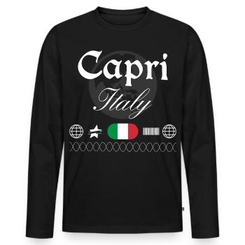 Souvenir de voyage streetwear Capri Italie - T-shirt manches longues Premium bio Homme - noir - Devant - Nico (187cm)