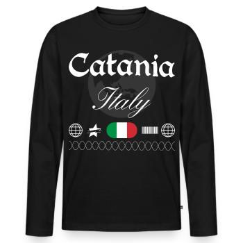 Catania Italien Streetwear Reise Souvenir - Männer Premium Bio Langarmshirt - Schwarz - Vorne - Nico (187cm)