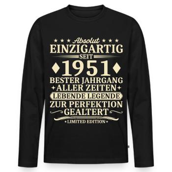 Geburtstag 1951 Jahrgang geboren Vintage - Männer Premium Bio Langarmshirt - Schwarz - Vorne - Nico (187cm)
