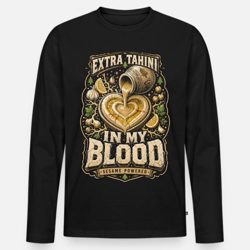 Libanon Libanese Extra Tahini - Männer Premium Bio Langarmshirt - Schwarz
