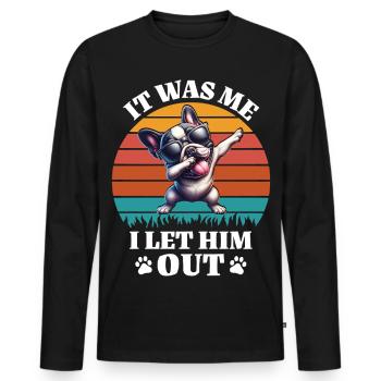 Funny French Bulldog Sayings - Men's Premium Organic Long Sleeve Shirt - black - Front - Nico (187cm)