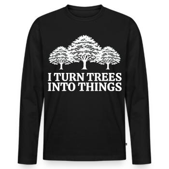 Ich mache aus Bäumen Dinge Zimmermann Humor Tischler - Männer Premium Bio Langarmshirt - Schwarz - Vorne - Nico (187cm)