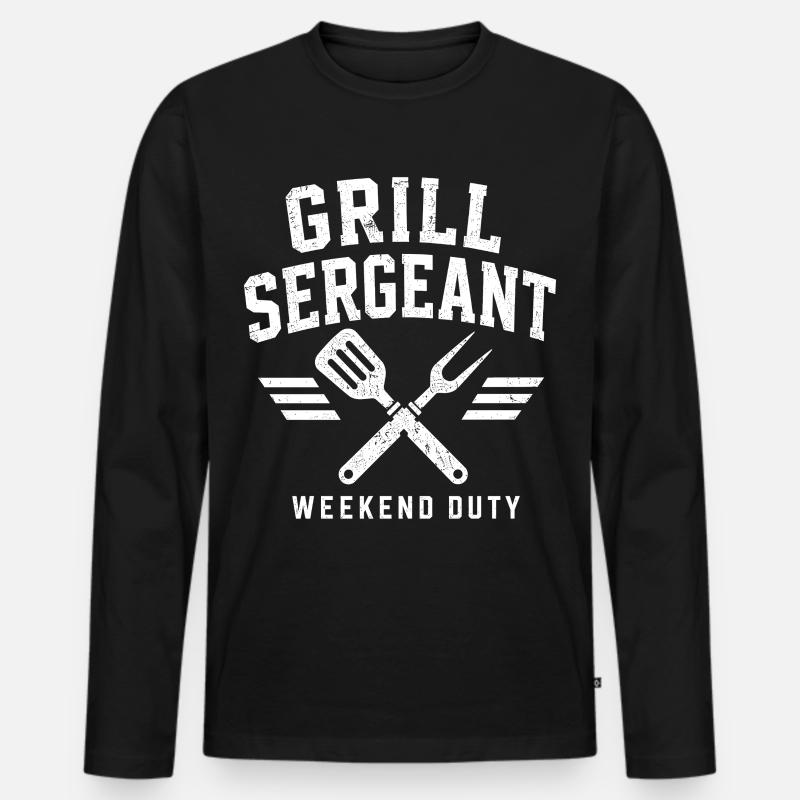 Grill Sergeant BBQ Shirt - Männer Premium Bio Langarmshirt - Schwarz