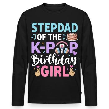 Beau-père de la fille d’anniversaire K-Pop - T-shirt manches longues Premium bio Homme - noir - Devant - Nico (187cm)