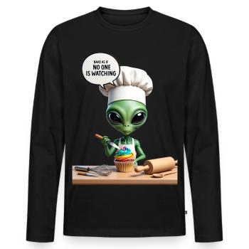 Außerirdischer Küchenchef Cupcake - Männer Premium Bio Langarmshirt - Schwarz - Vorne - Nico (187cm)