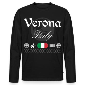 Verona Italien Streetwear Reise Souvenir - Männer Premium Bio Langarmshirt - Schwarz - Vorne - Nico (187cm)