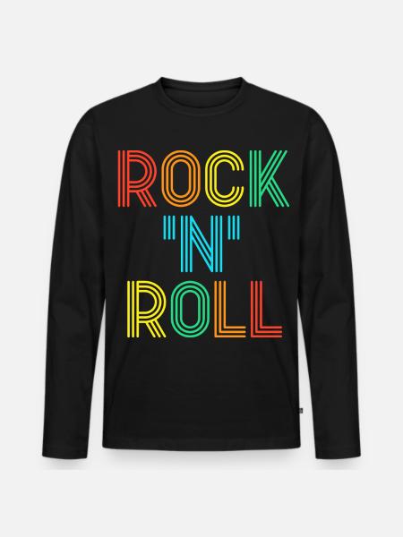 Rock'N'Roll Mehrfarbiger Retro-Neontext - Männer Premium Bio Langarmshirt - Schwarz