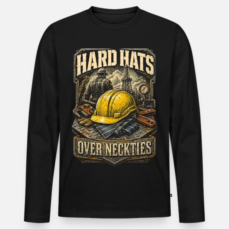 Bohrinsel Ölplattformarbeiter - Männer Premium Bio Langarmshirt - Schwarz
