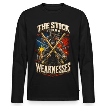 Escrima Arnis Arts martiaux Le bâton trouve une faiblesse - T-shirt manches longues Premium bio Homme - noir - Devant - Nico (187cm)