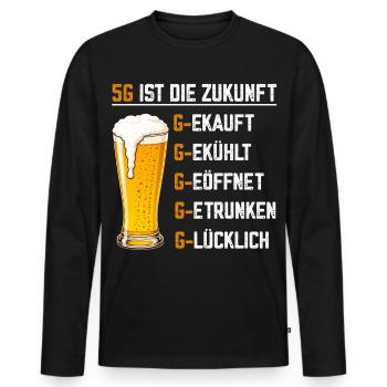 5G ist die Zukunft lustige Bier Sprüche - Männer Premium Bio Langarmshirt - Schwarz - Vorne - Nico (187cm)