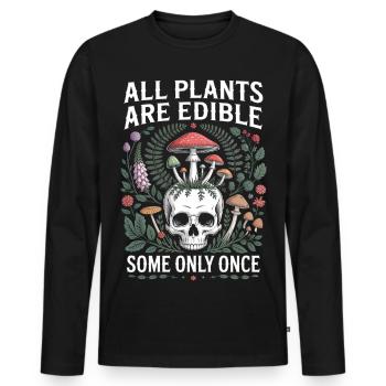 Alle Pflanzen essbare Totenschädelpilze - Männer Premium Bio Langarmshirt - Schwarz - Vorne - Nico (187cm)