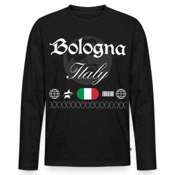 Souvenir de voyage streetwear de Bologne, Italie - T-shirt manches longues Premium bio Homme - noir - Devant - Nico (187cm)