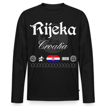 Rijeka Croatia Streetwear Travel Souvenir - Men's Premium Organic Long Sleeve Shirt - black - Front - Nico (187cm)