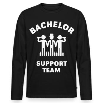 Bachelor Support Team (Groom / Stag Party / White) - Men's Premium Organic Long Sleeve Shirt - black - Front - Nico (187cm)