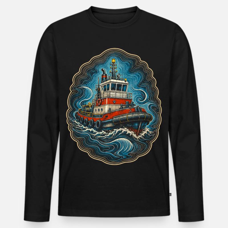 Schleppschiffe Schlepper - Männer Premium Bio Langarmshirt - Schwarz