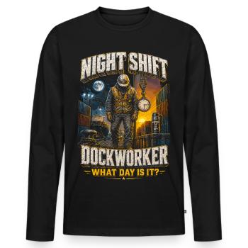 Hafenarbeiter Night Shift Dockworker - Männer Premium Bio Langarmshirt - Schwarz - Vorne - Nico (187cm)