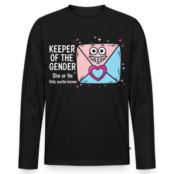 Révélation du sexe : Gardien du genre - T-shirt manches longues Premium bio Homme - noir - Devant - Nico (187cm)