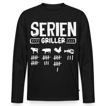 Seriengriller Lustiger Grillmeister Fleisch BBQ - Männer Premium Bio Langarmshirt - Schwarz - Vorne - Nico (187cm)