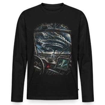Météorologue chasseur de tempêtes - T-shirt manches longues Premium bio Homme - noir - Devant - Nico (187cm)
