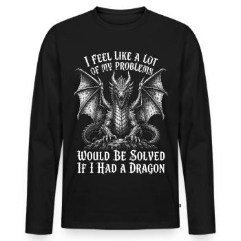 Problèmes résolus si j’avais un dragon - T-shirt manches longues Premium bio Homme - noir - Devant - Nico (187cm)
