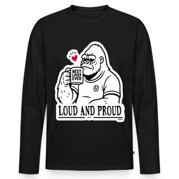 Loud and Proud Gorilla Mug Best Loser Ever - Men's Premium Organic Long Sleeve Shirt - black - Front - Nico (187cm)