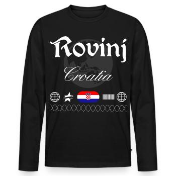 Rovinj Kroatien Streetwear Reise Souvenir - Männer Premium Bio Langarmshirt - Schwarz - Vorne - Nico (187cm)