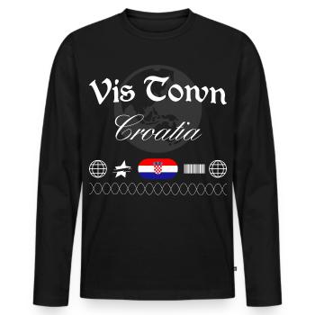 Vis Croatia Streetwear Travel Souvenir - Men's Premium Organic Long Sleeve Shirt - black - Front - Nico (187cm)