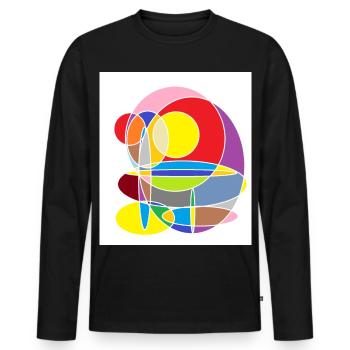 Abstrakte Farbkreise Mosaik - Männer Premium Bio Langarmshirt - Schwarz - Vorne - Nico (187cm)