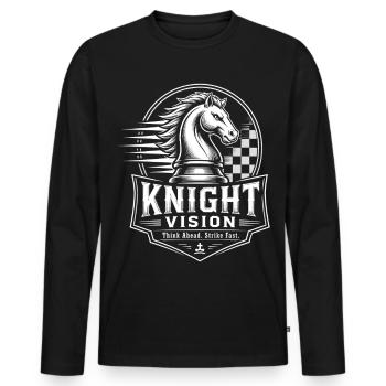 Motif d’échecs à vision de chevalier - T-shirt manches longues Premium bio Homme - noir - Devant - Nico (187cm)