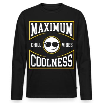 Maximum Coolness Happy Face - Männer Premium Bio Langarmshirt - Schwarz - Vorne - Nico (187cm)